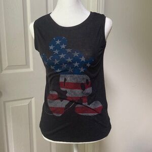 Disney Women’s Mickey Mouse Patriotic Black Sleeveless Shirt, size XS
